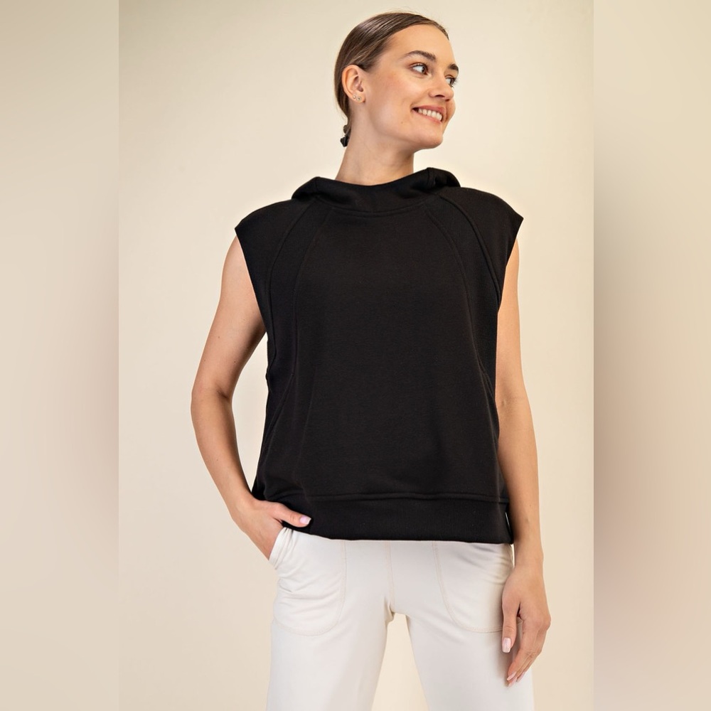 🌵FRENCH TERRY OVERSIZED SLEEVELESS HOODIE